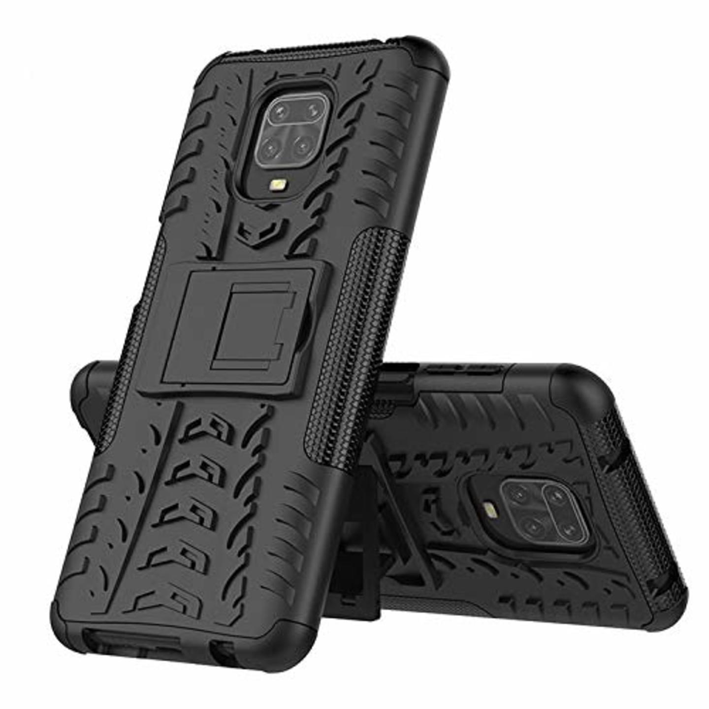Faircost for Xiaomi REDMI NOTE 9 PRO Heavy Duty Shockproof Military Grade Armor Dual Protection Layer Hybrid Kick Stand Back Cover Case Black