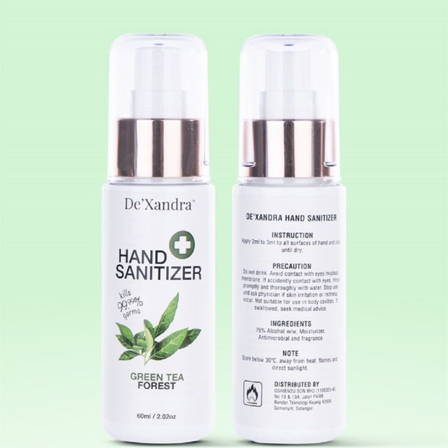 Green Tea - De'Xandra Hand Sanitizer 60ml
