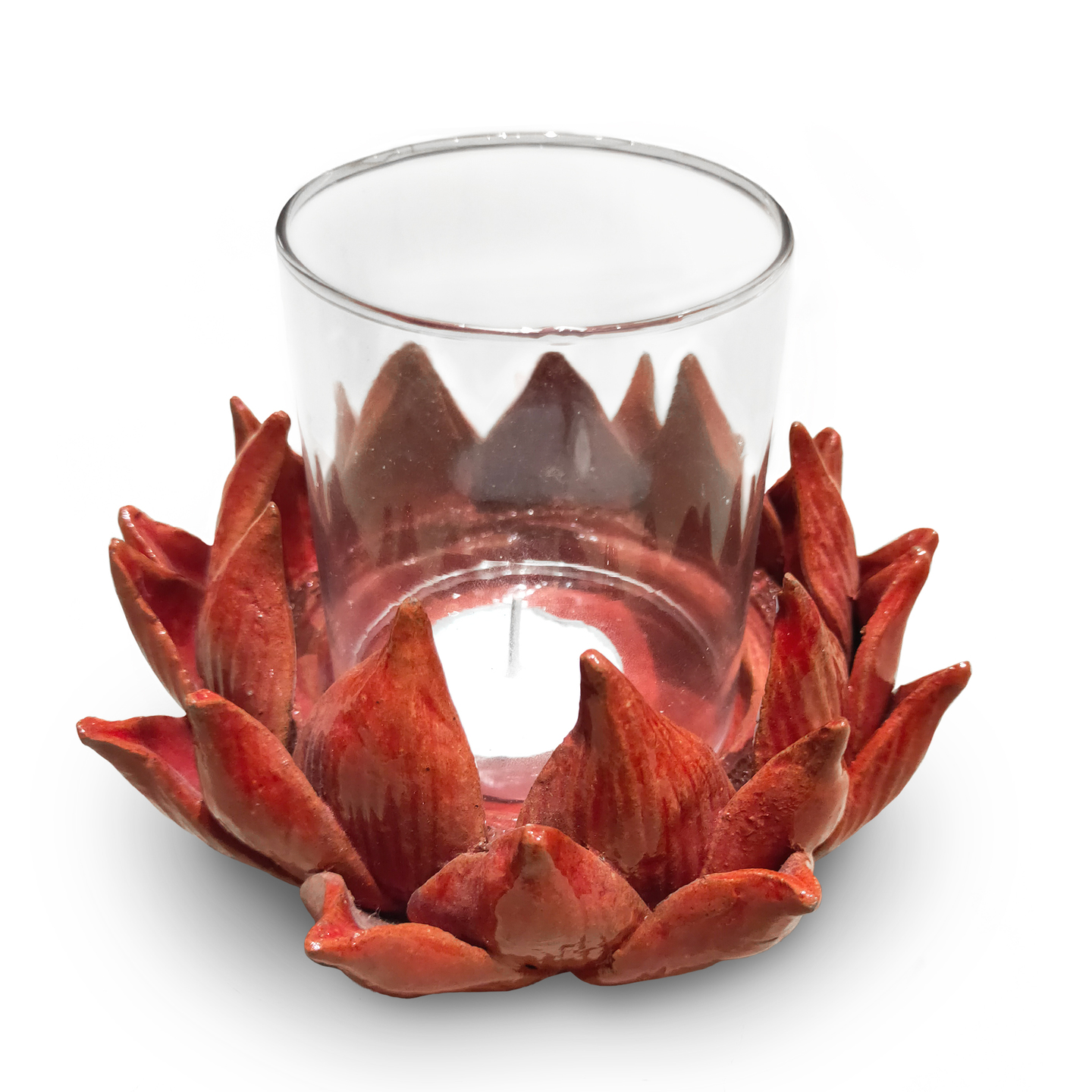 Lotus Candle Holder With Glass