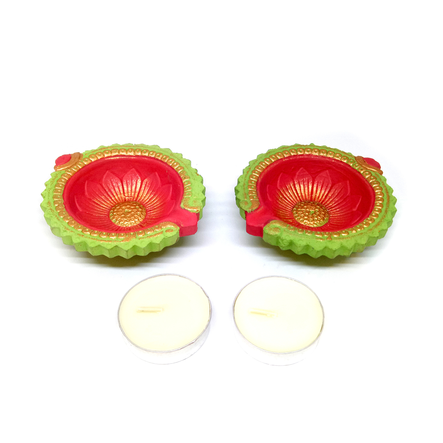 Red  Green Diya set