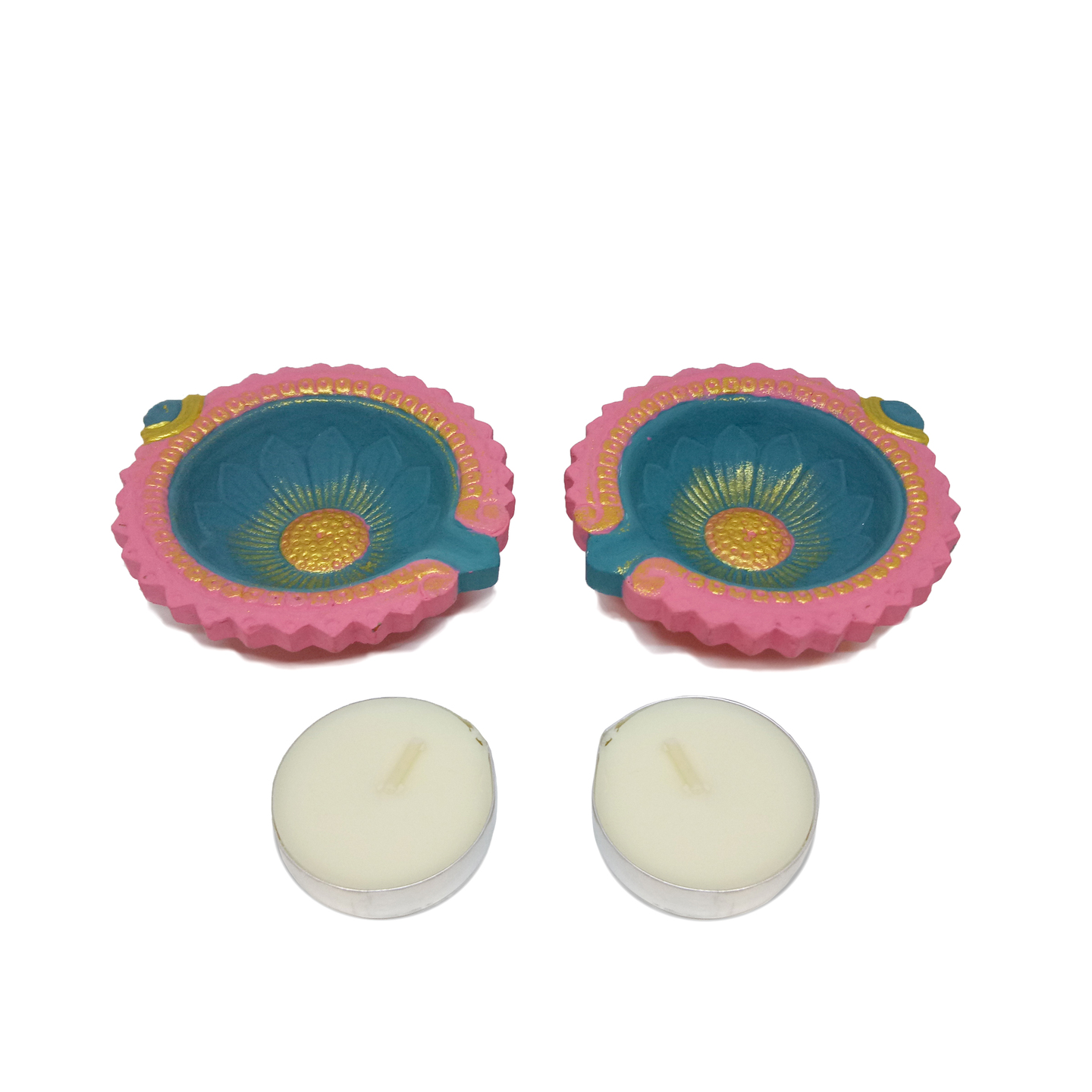 Pink  Blue diya set