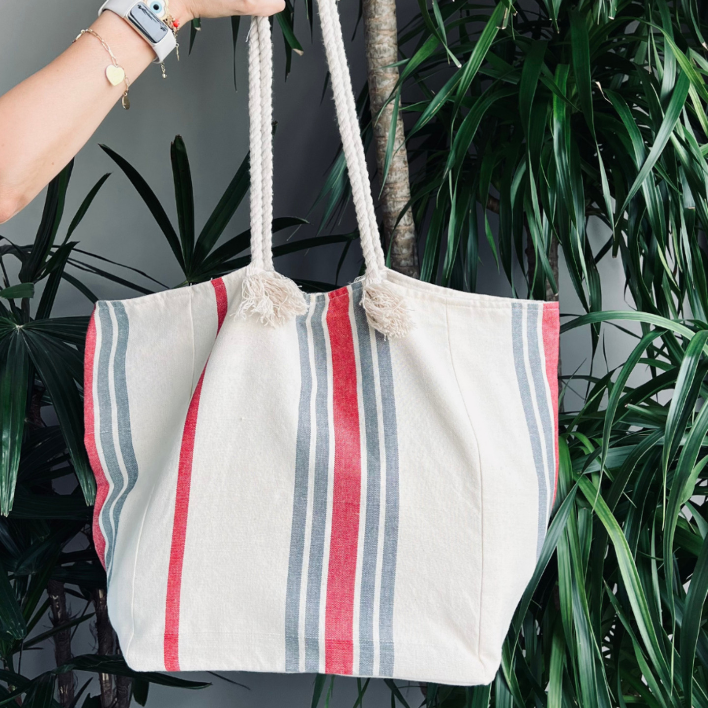 Woven Stripe Beach Bag