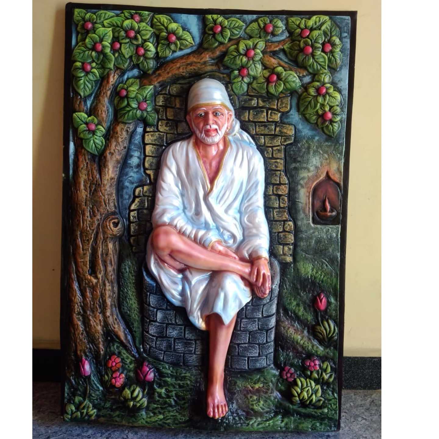 Fibre 2D Mural Art of Lord Sai Baba.