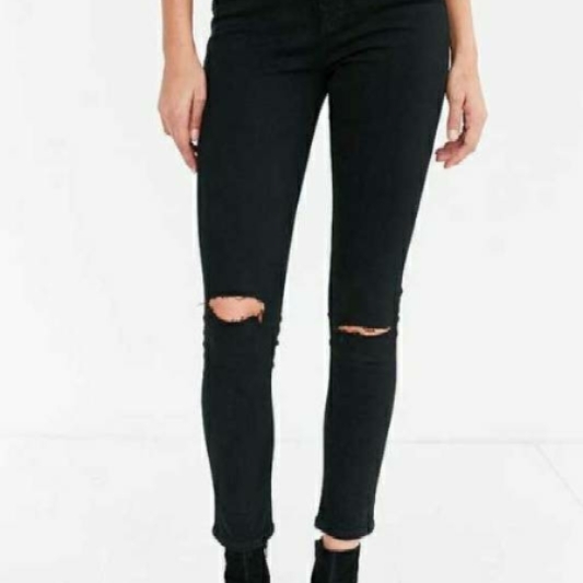 knee cut silky denim jeans WWJ009113415N
