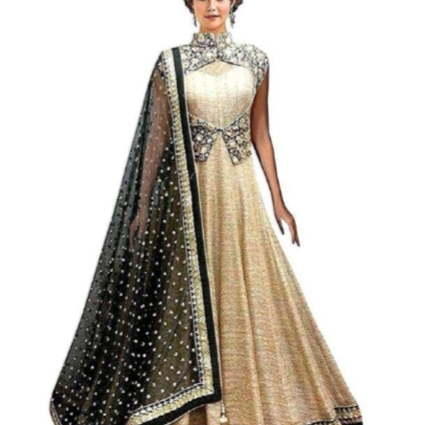 Florence Beige Bangalore Fashion Cool Silk Embroidered Gown For Women 

 XXX010350736N
 