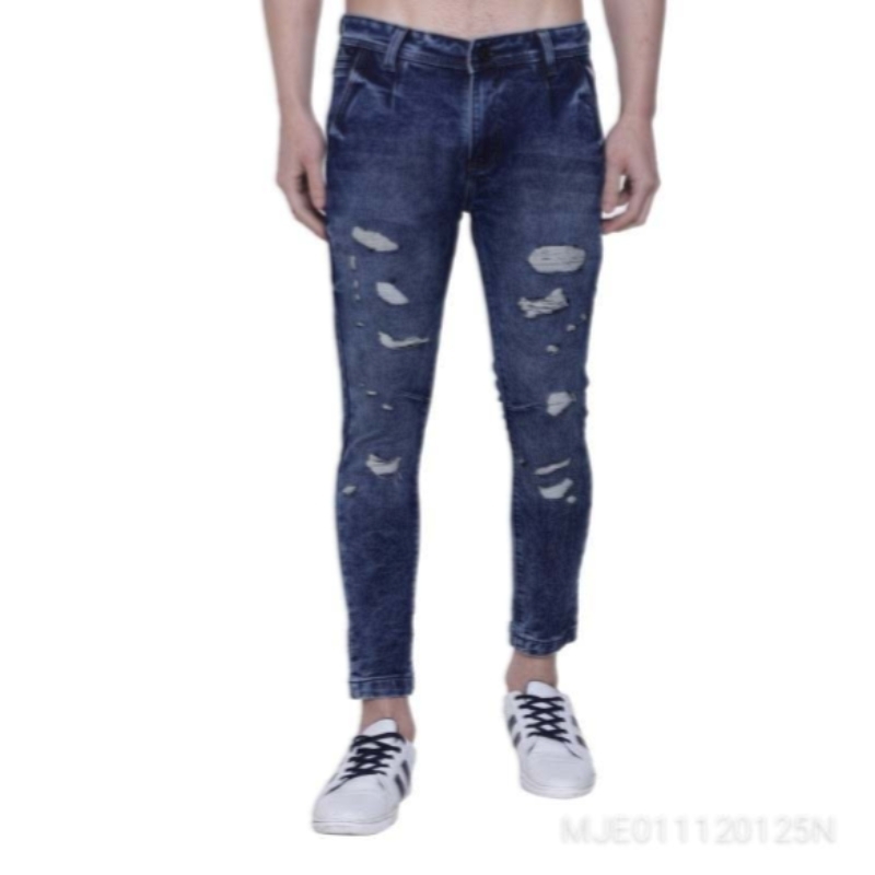 


 Vlog Men's Blue Slim Damaged Lycra Jeans 

 