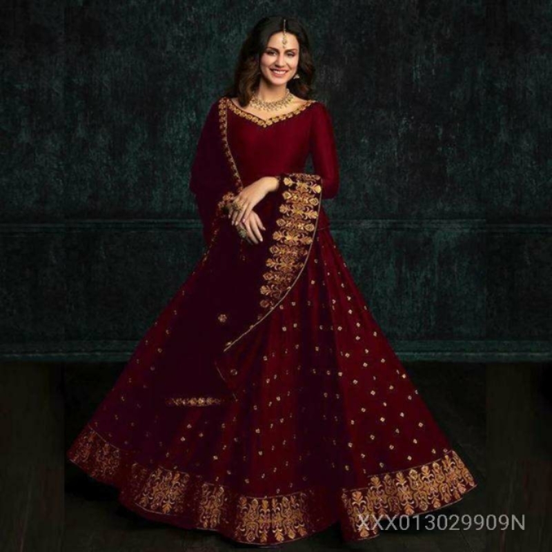 Women's Semi-Stitched Designer Lehenga Tafeta Satin Fabric With Embroidery Work (Free Size).    XXX013029909N