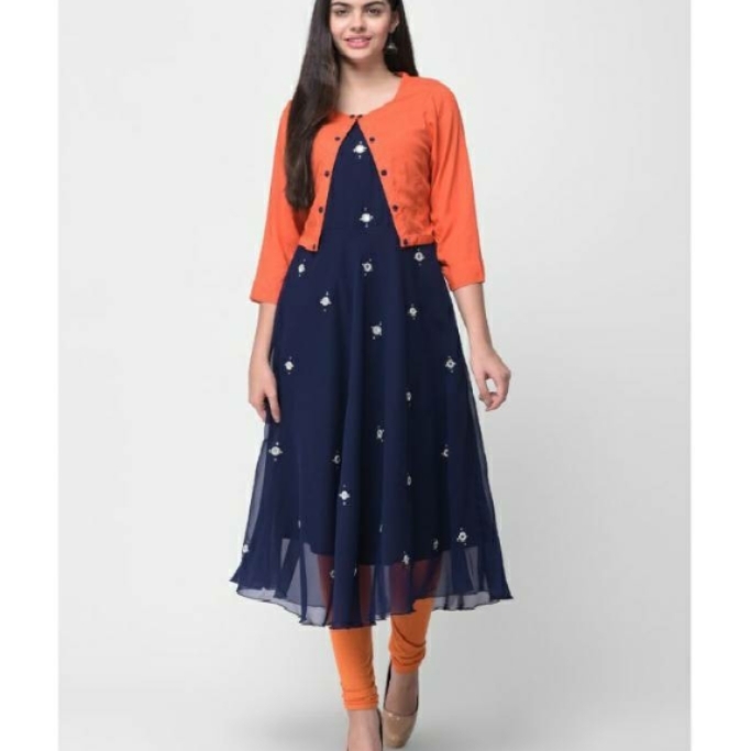 iiVids Georgette Navy Fit And Flare Dress 



 