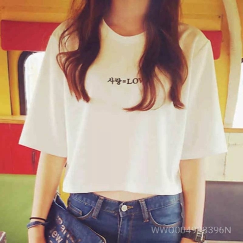 Korea love printed cotton trop T-shirt WWO004998396N