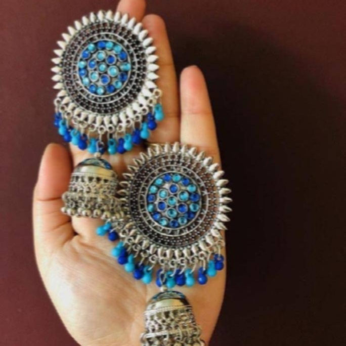 Afghani Tribal Oxidised Party Wear Chandlier Jhumki Earrings for Stylish Girls And Women  CEA009502299N