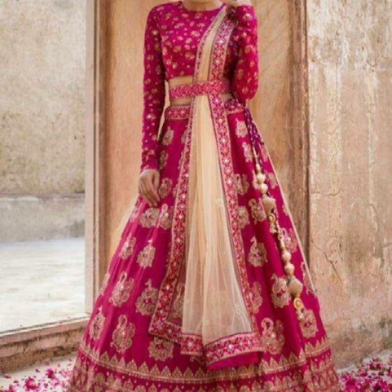 Wedding Wear Pink Designer Mirror Embrodery Work With Duptta
XXX011113074N