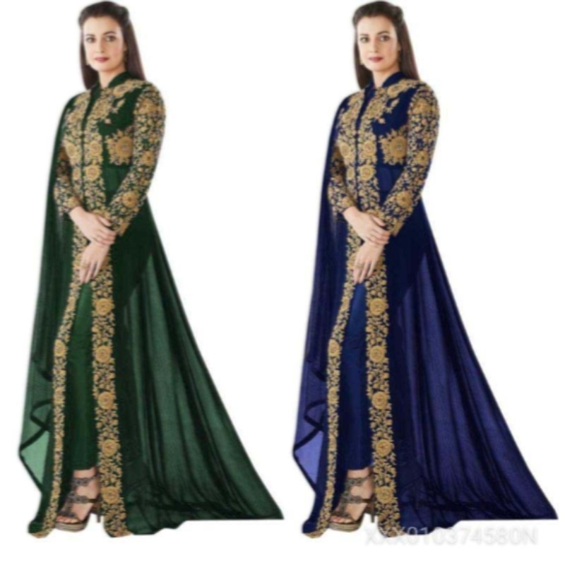 Florence Green Poly Georgette Embroidered Semi Stitched Anarkali Salwar Suit 
XXX010374580N      