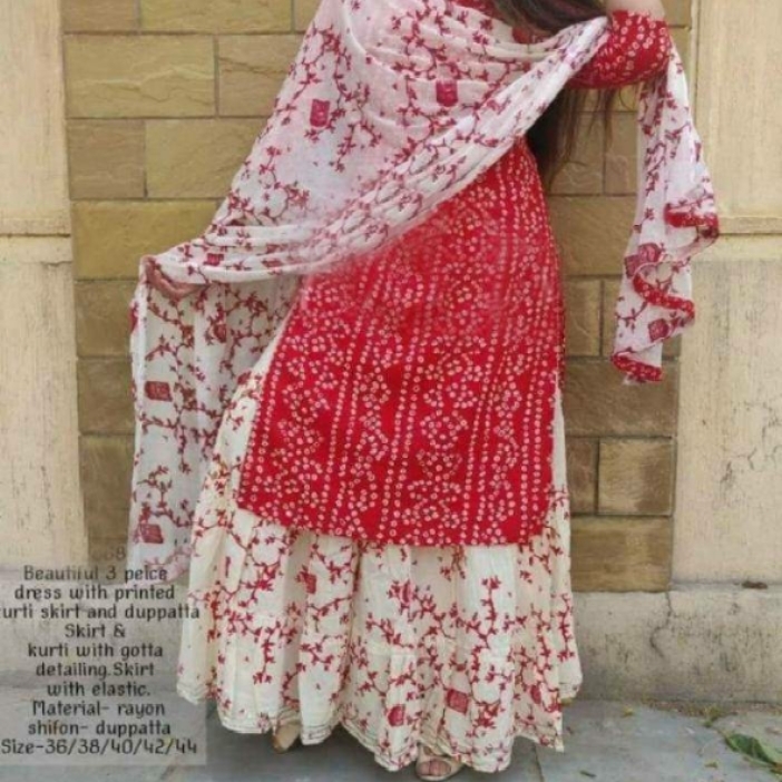 XXX009251247N. iiKurta+palazzo+dupatta set, Printed, anniversary Gift, Women kurti, Designer Dress