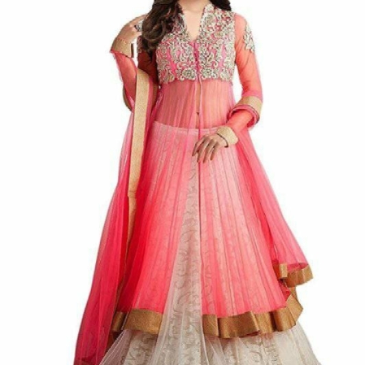 net pink party wear designer semi stitched salwar suit.  XXX008396264N 