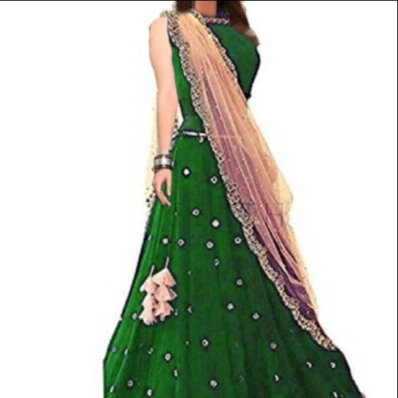 HKBD FAB Embroidered Semi Stitched Lehenga, Choli and Dupatta Set (Green)   XXX010512133N