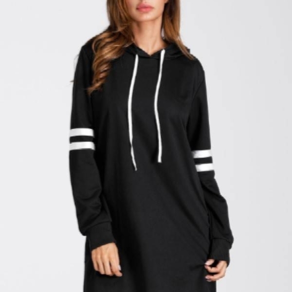Fabrange Black Hooded Winter Stretchable Sweatshirt  For Women WWH003514134N 
