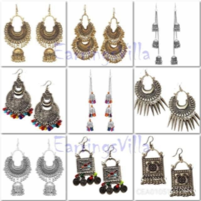 Earrings For Women - Combo of 9 Jhumki Chandbali Earrings For Women CEA010512325N 