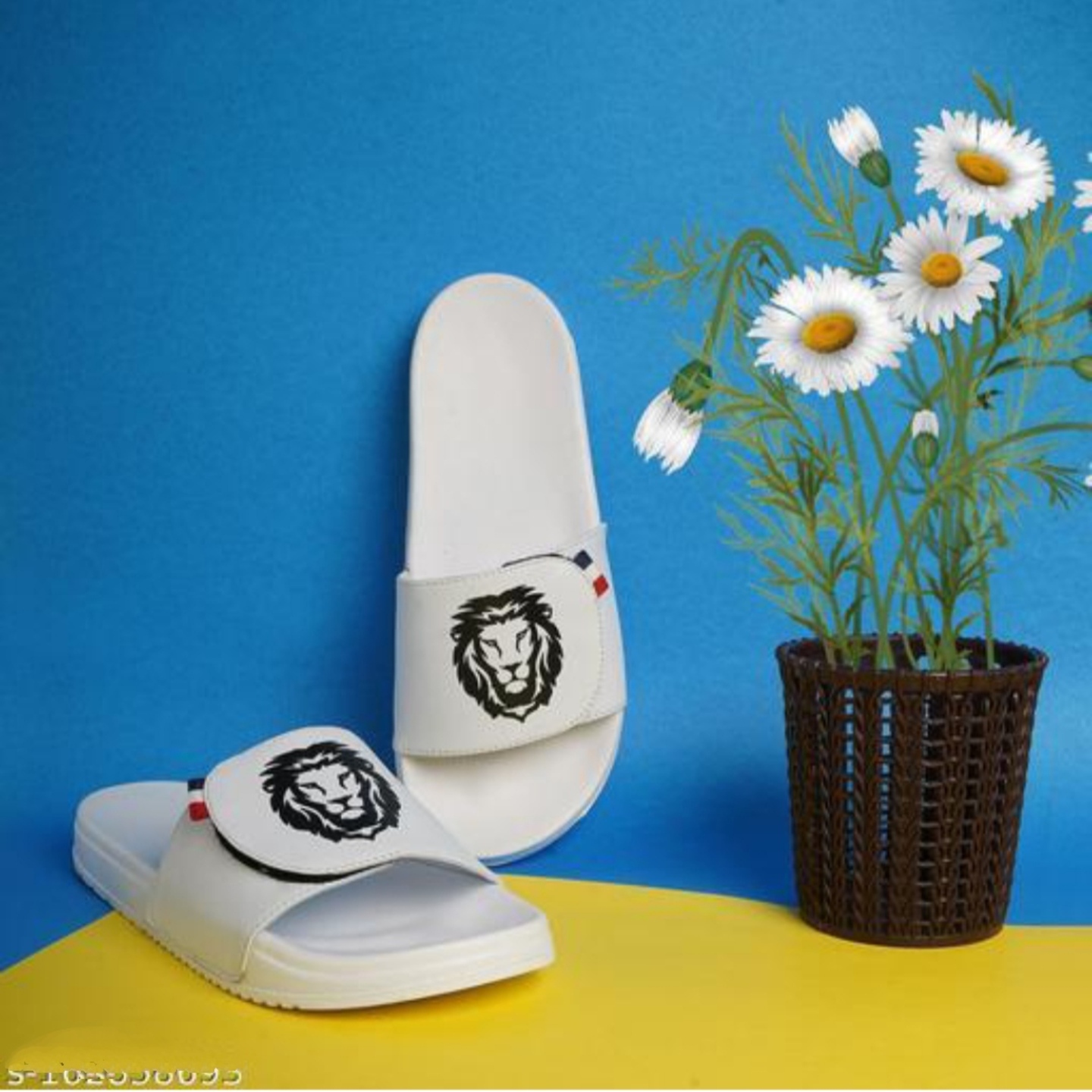 SIMSANs White Stylish and Trendy Velcro Style Slides for men 162858693