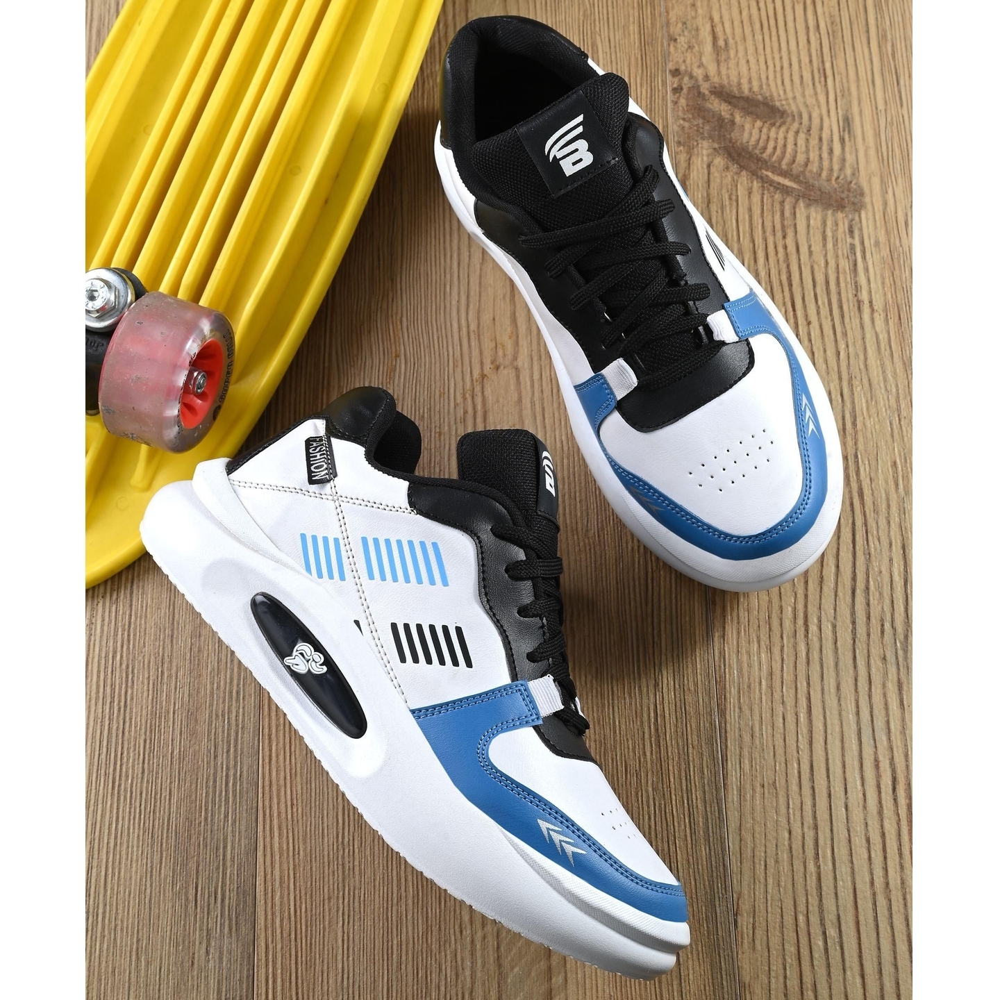 Bucik Mens White Synthetic Leather Lace-Up Sport Shoe 2394357