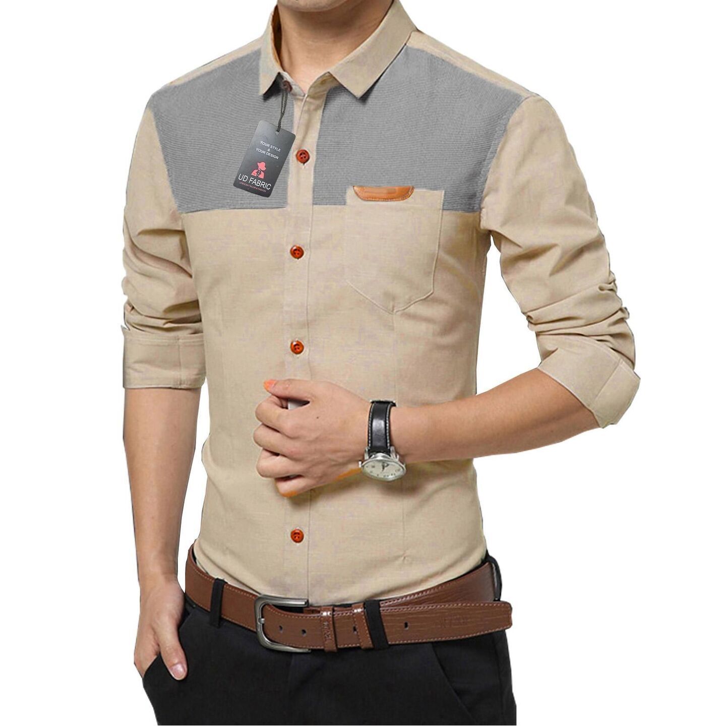 Cotton Color Block Full Sleeves Slim Fit Casual Shirts Code C1500023