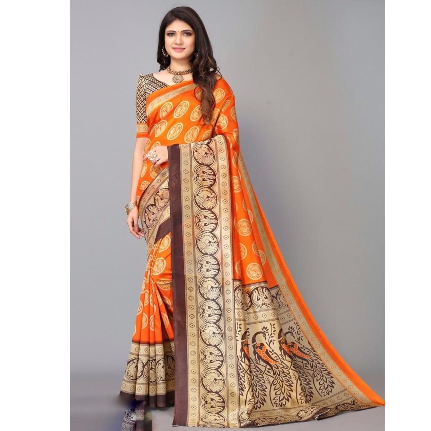 Unique Printed Art Silk Sarees (Code: C2338316)