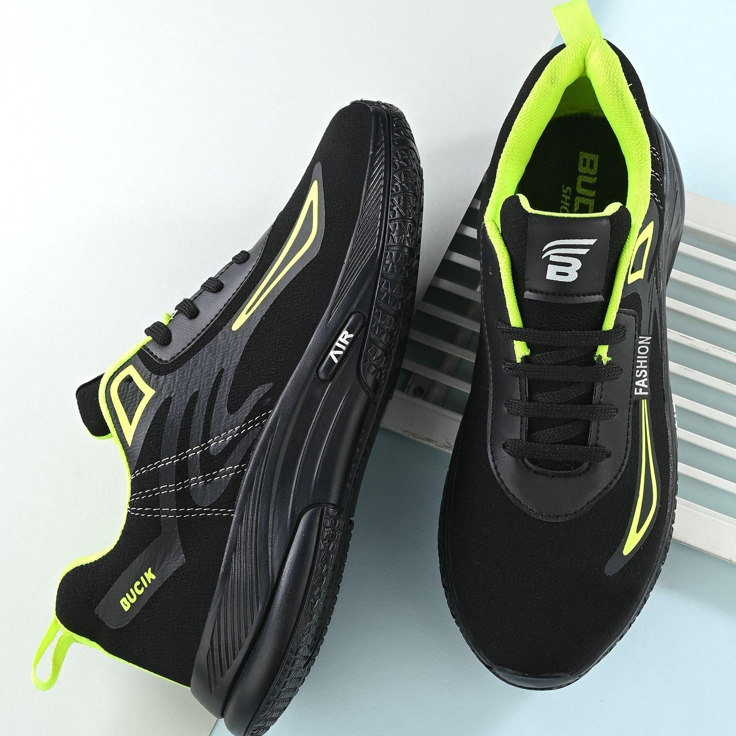 Bucik Mens Black Synthetic Leather Lace-Up Sport Shoe2394355
