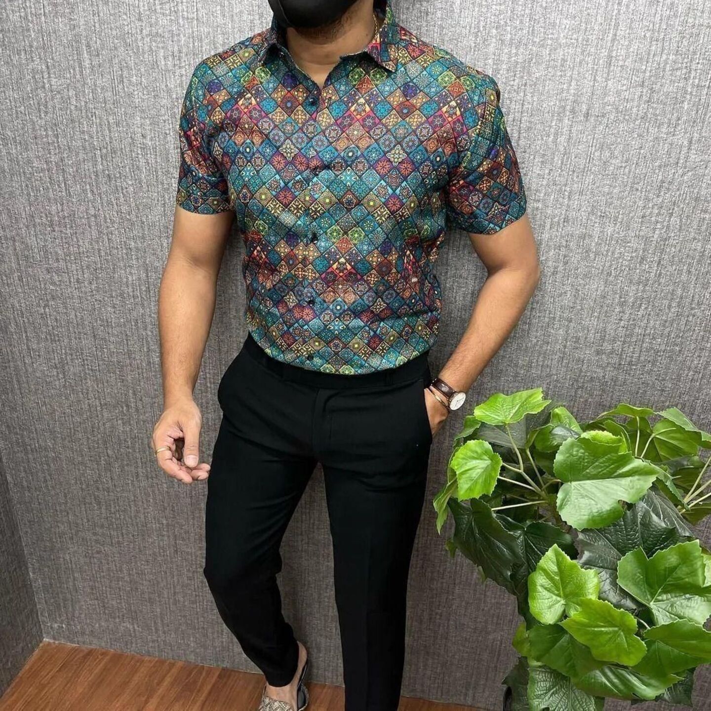 Rayon Printed Half Sleeves Regular Fit Mens Casual Shirt Code C2396635