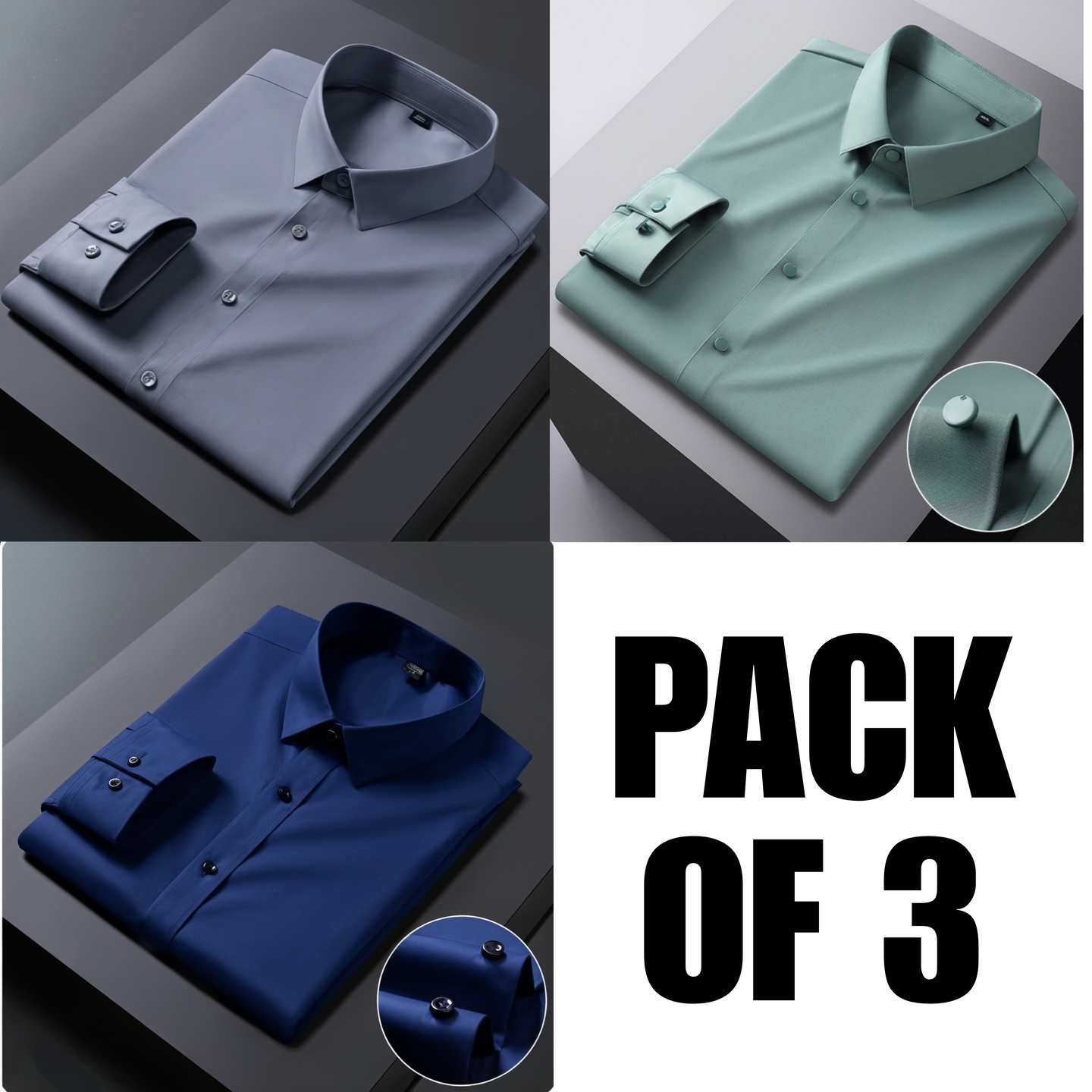 Men's Cotton Solid Casual Shirt Combo of 3 (Code12346) 