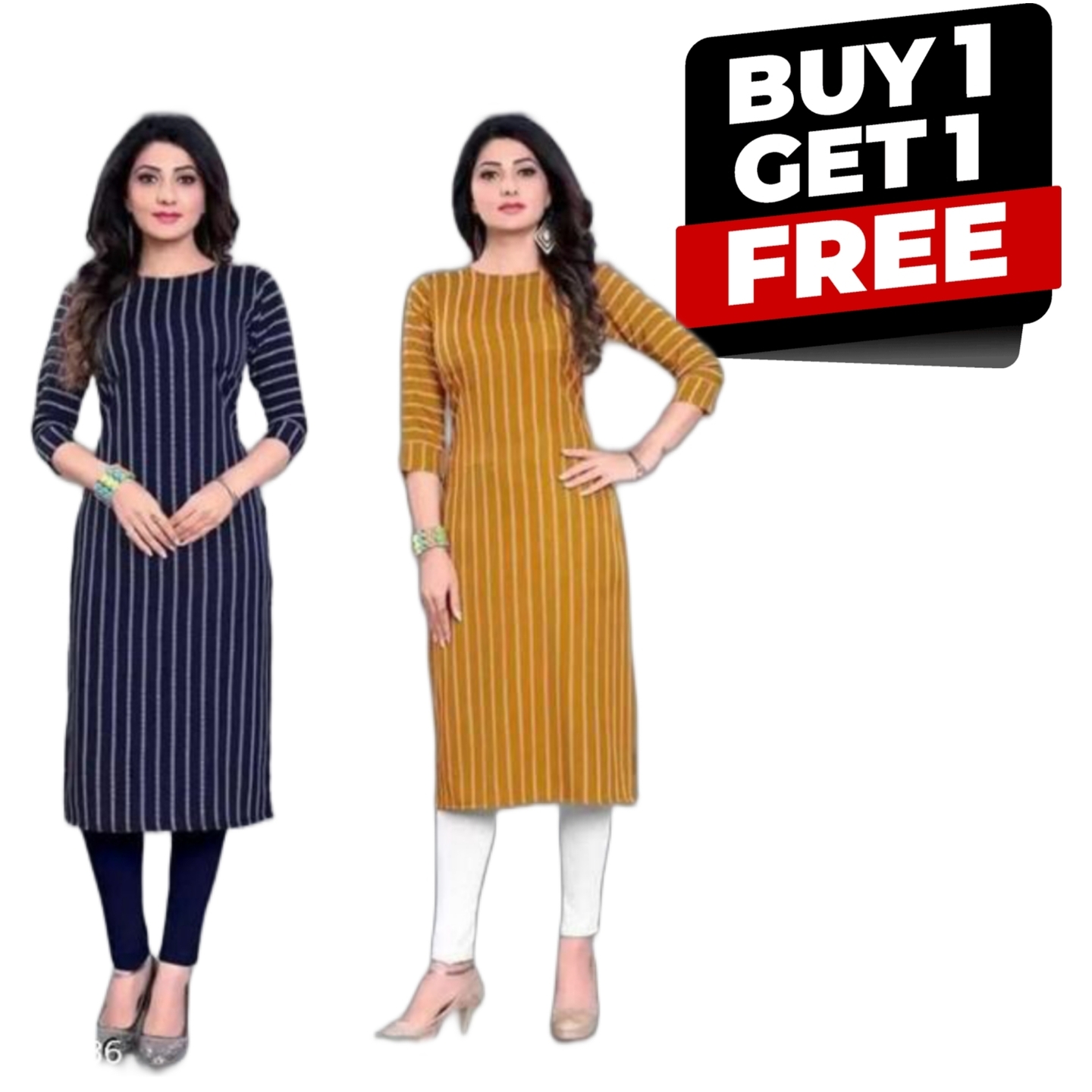 Womens Regular Fit Crepe Aline Kurti Combo Pack Of 2 Pcs. -314099486