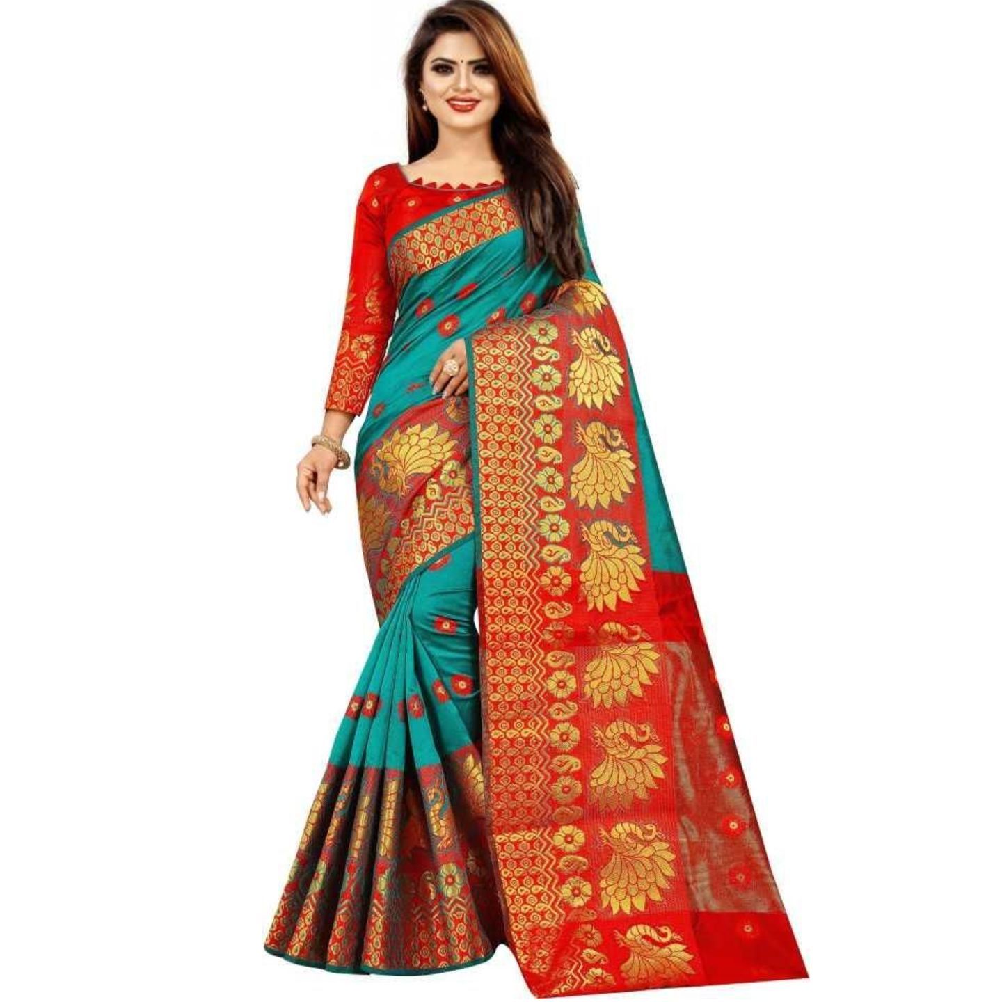 Delicate Banarasi Cotton Silk Saree With Zari Woven Work (Code: C1558118)