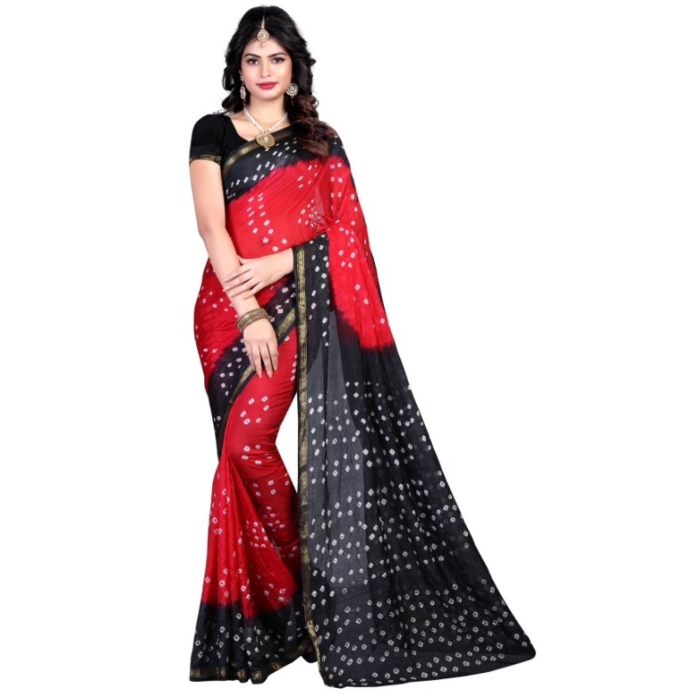 Adorable Bandhani Print Lichi Viscose Silk Saree (Code: C455684