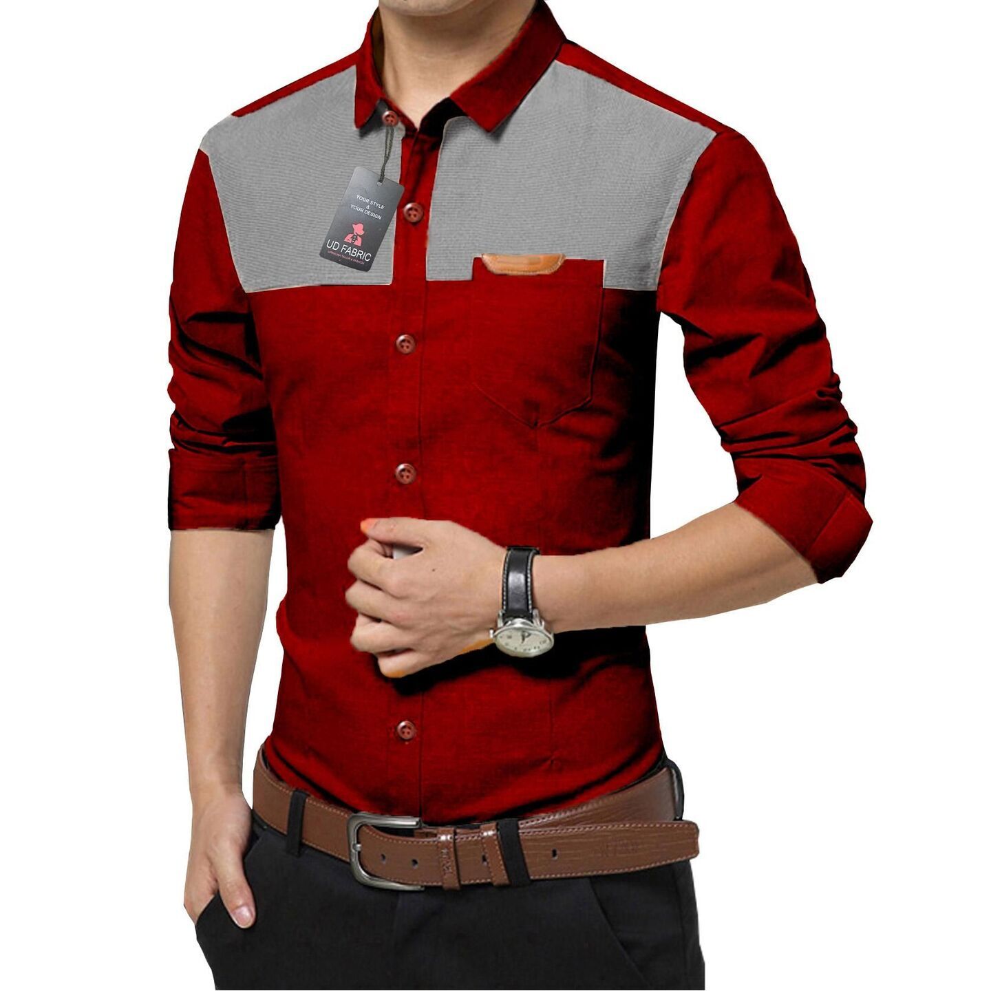 Cotton Color Block Full Sleeves Slim Fit Casual Shirts Code C1500024