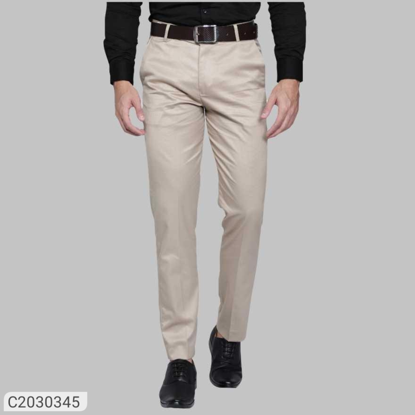 Lycra Blend Solid Regular Fit Mens Casual Trousers 2030345