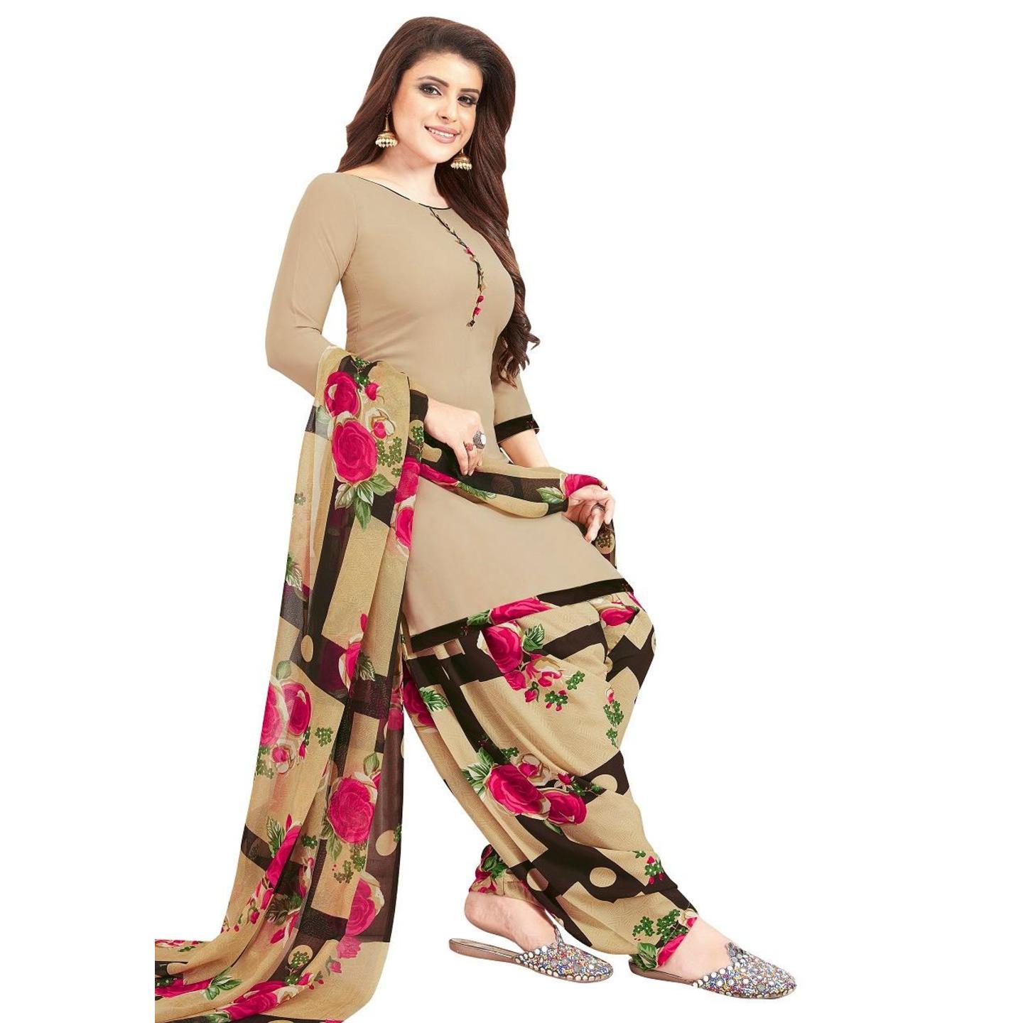 Affordable Crepe Printed Unstitched Dress Material (Code: C625586)