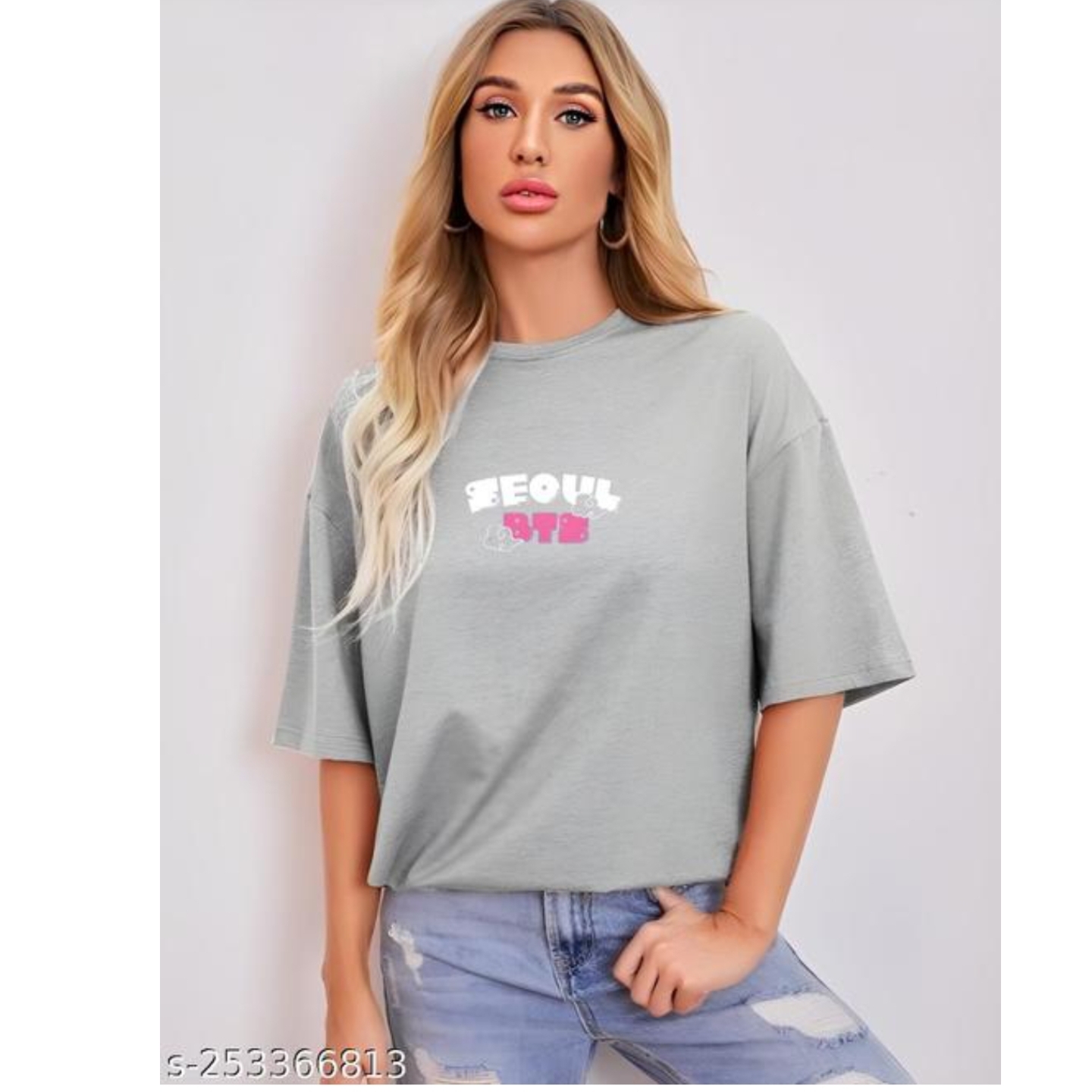 grey oversized t shirt for women/ over size t shirt for women-253366813 