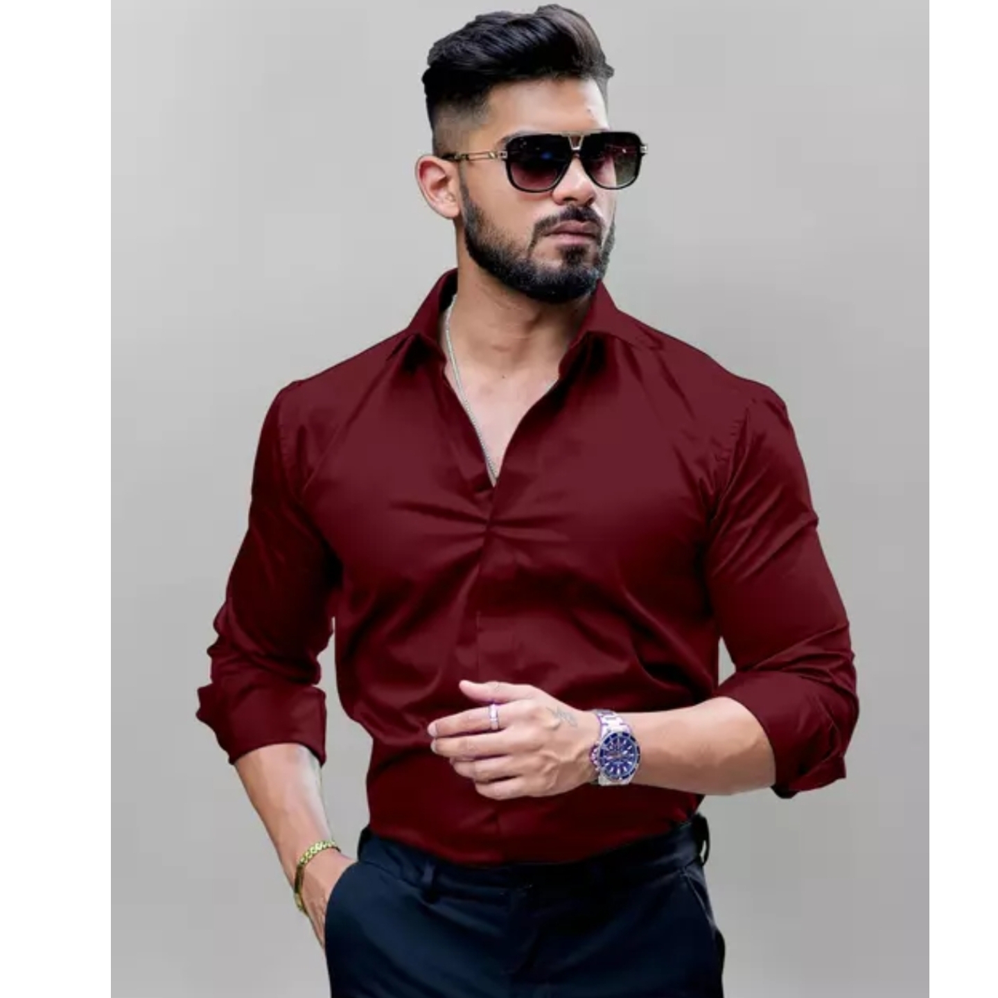 Premium quality cotton  casual formal full sleeve Plain Shirt For men s-392919763