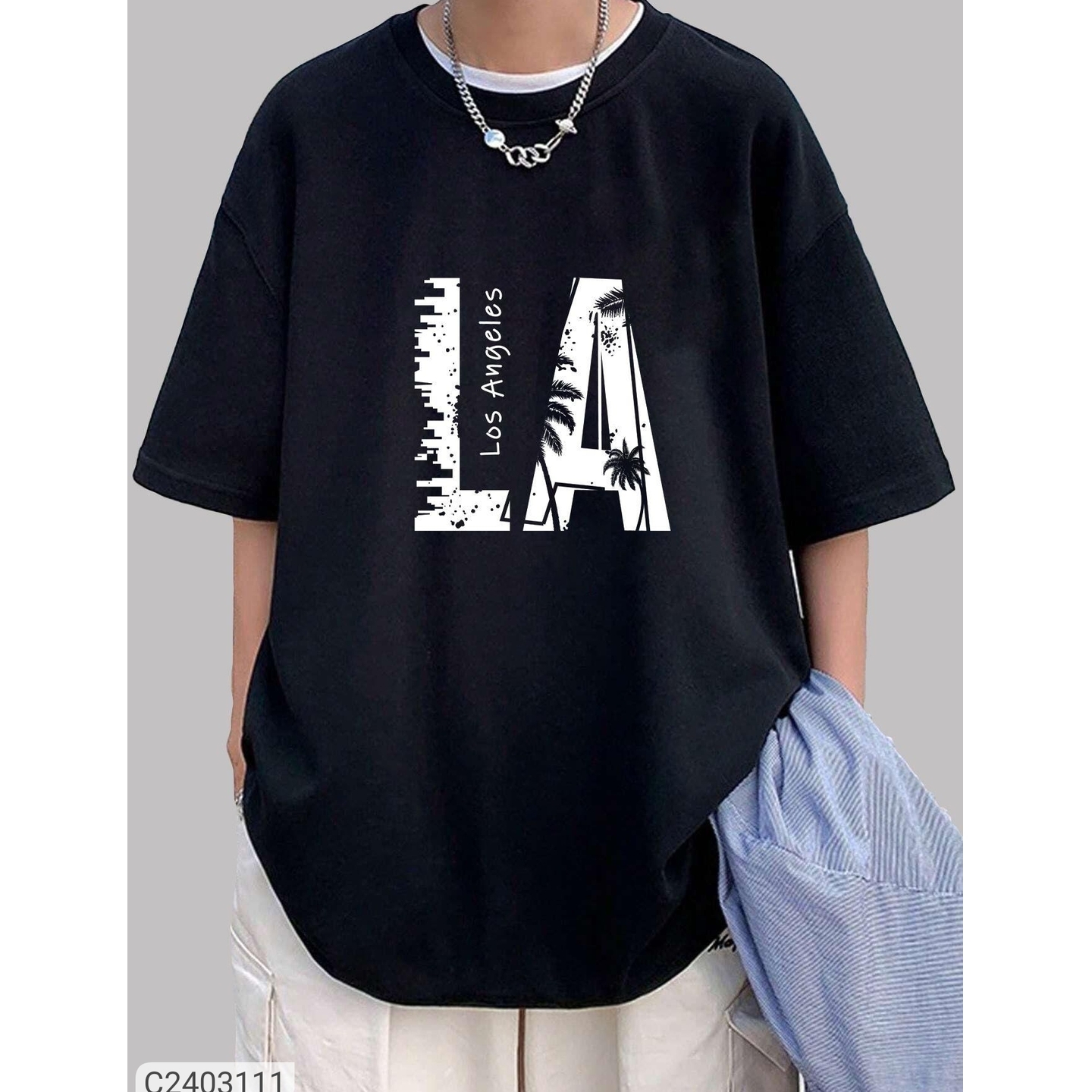 Men's Cotton Blend Oversized T-shirt 2403111