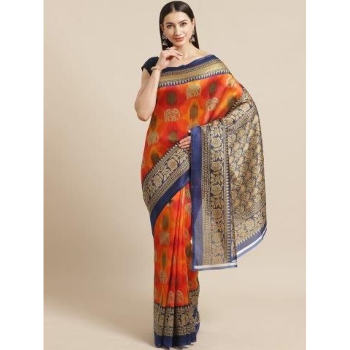Unique Printed Mysore Silk Saree (Code: C1556420)