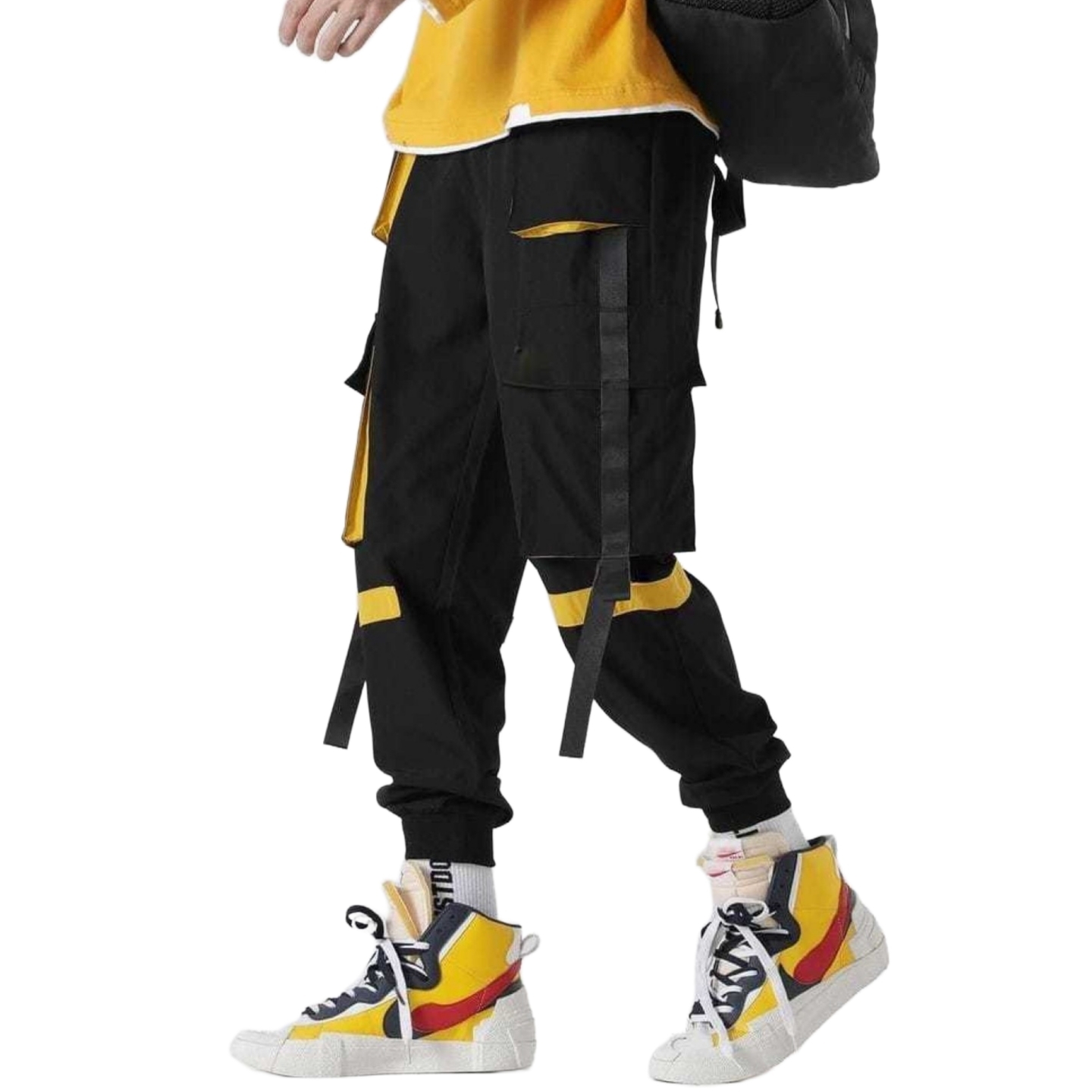 Men's Regular Fit solid design cotton cargo pant (Black) 142991625