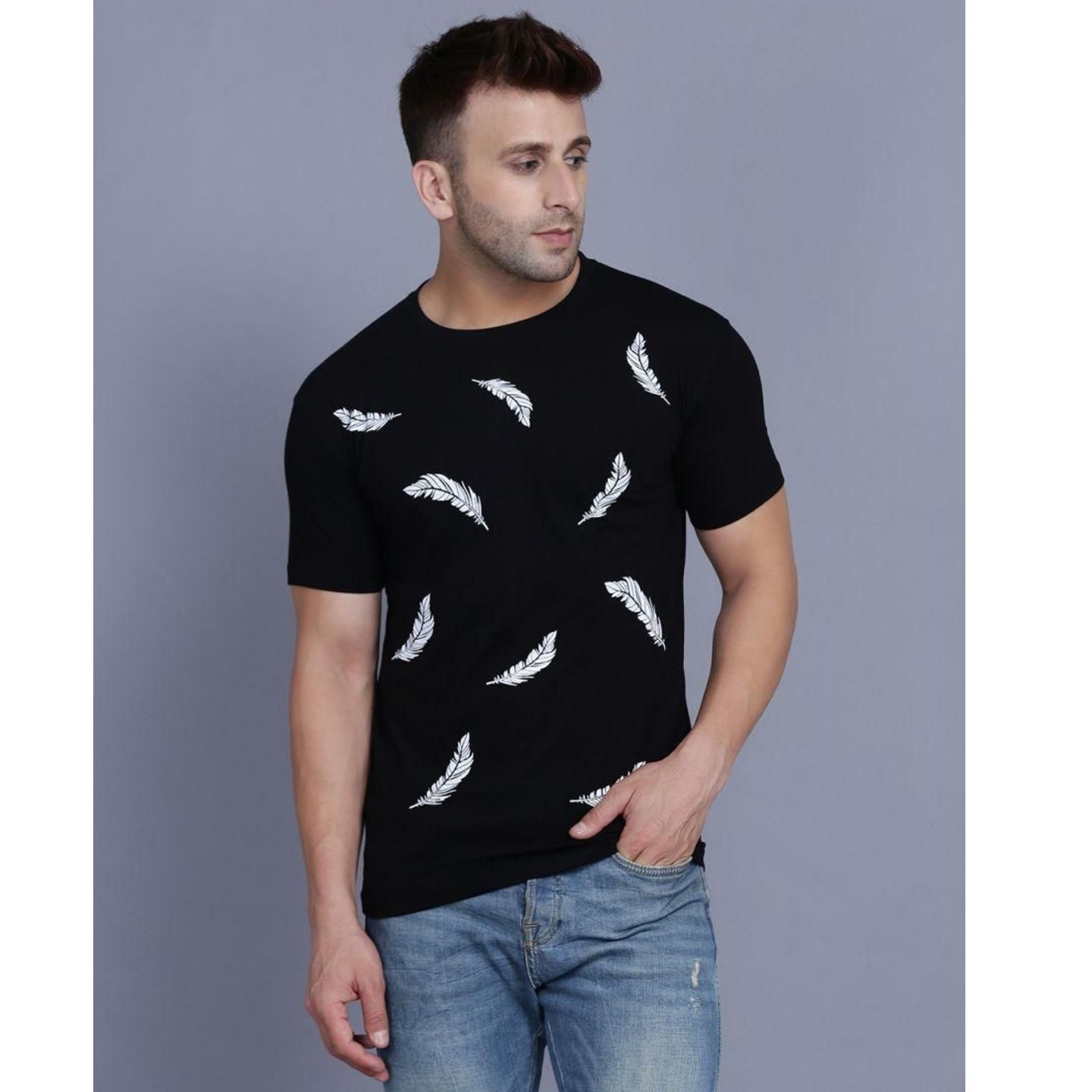 Cotton Linen Blend Printed T-Shirt (Code: C1348441)