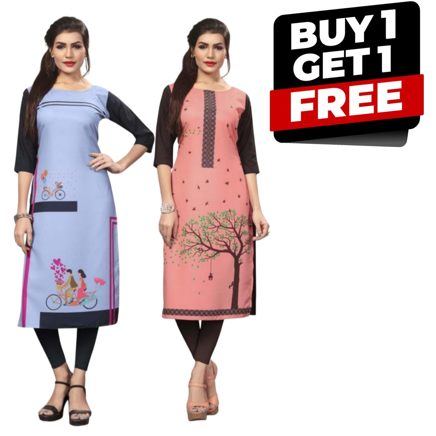 Womens American Crepe Straight Kurta Combo-2kurti 49288660
