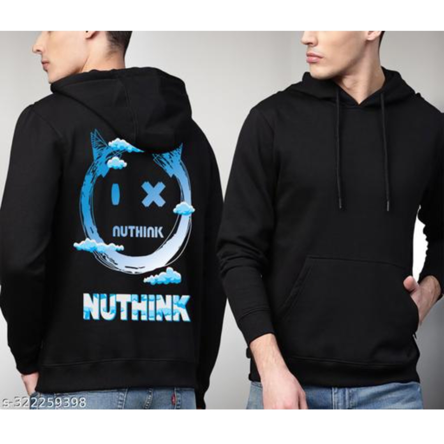 Hiden Brooks Mens Black Graphic Printed Hooded Sweatshirt