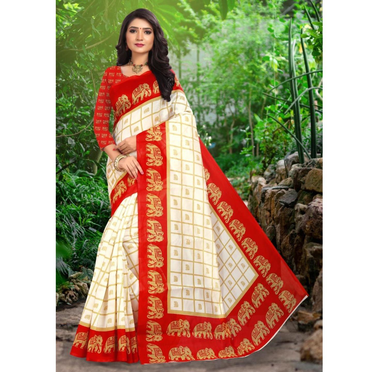 Latest Bhagalpuri Silk Checks Bandhani Printed Saree (Code: C699196
