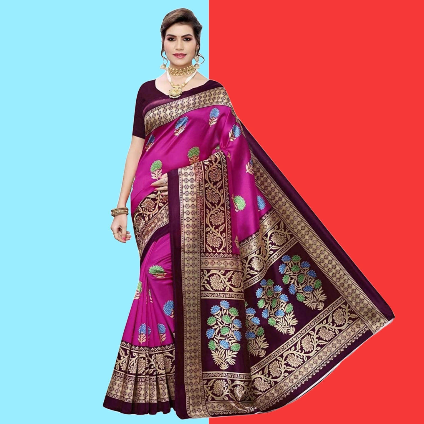Stunning Printed Art Silk Sarees (Code: C1690421)