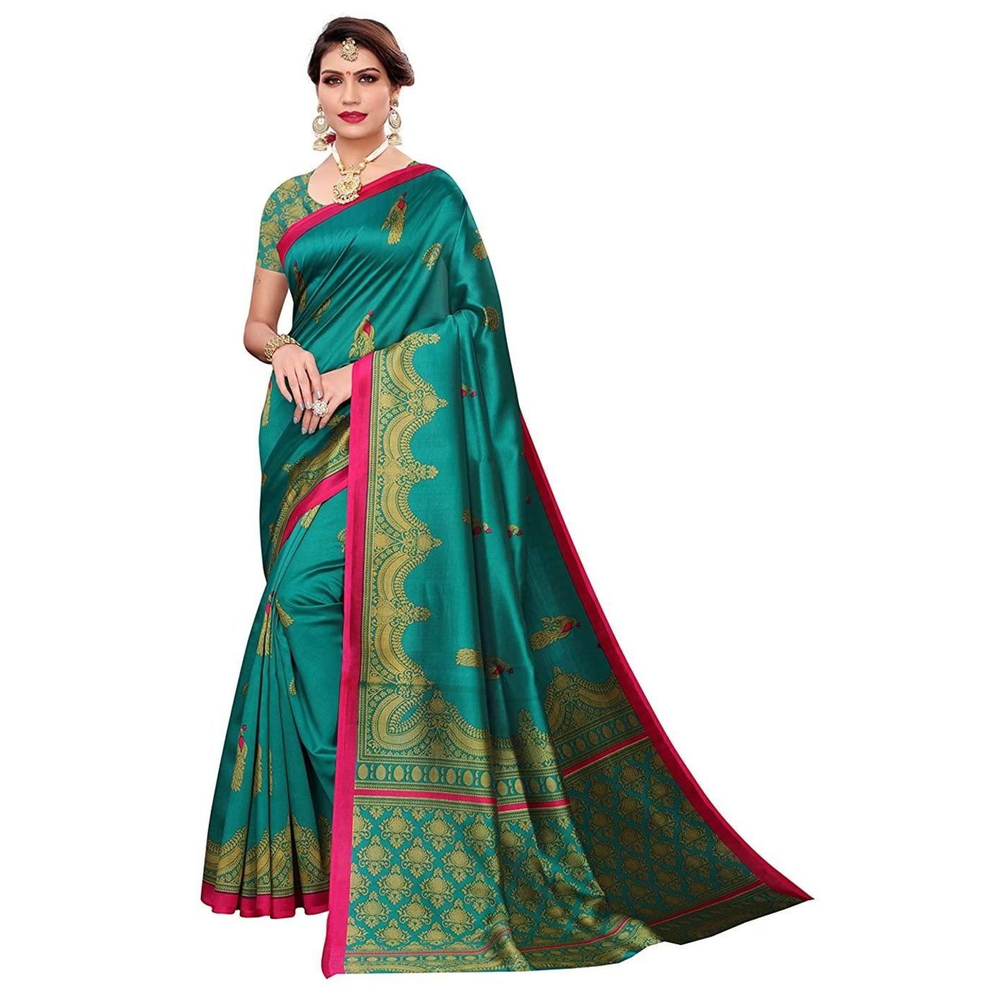 Stunning Printed Art Silk Saree (Code: C1436638)