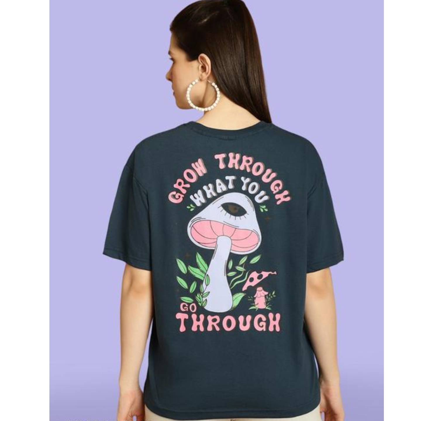 Oversize Printed Green Color Womens tshirt -336219208