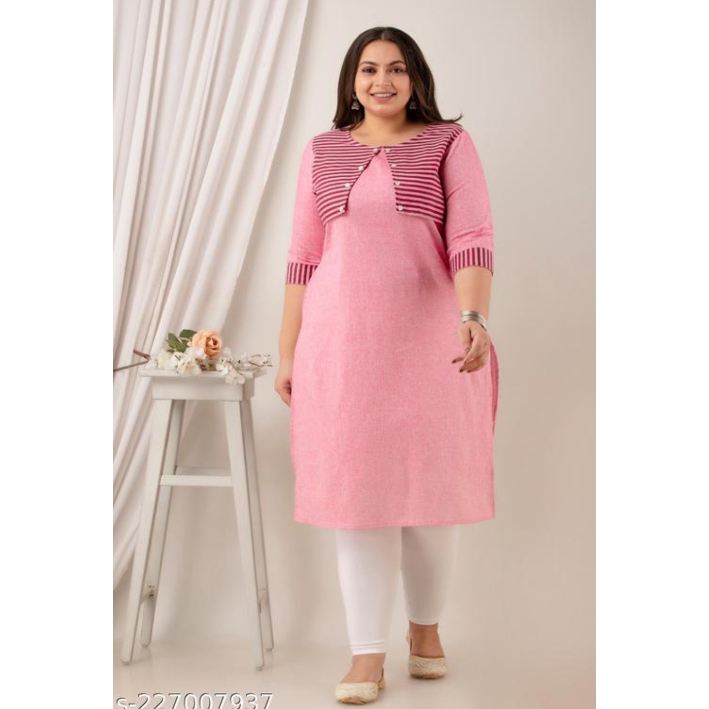 Neerupam Collection Pink Cotton Kurti 227007937