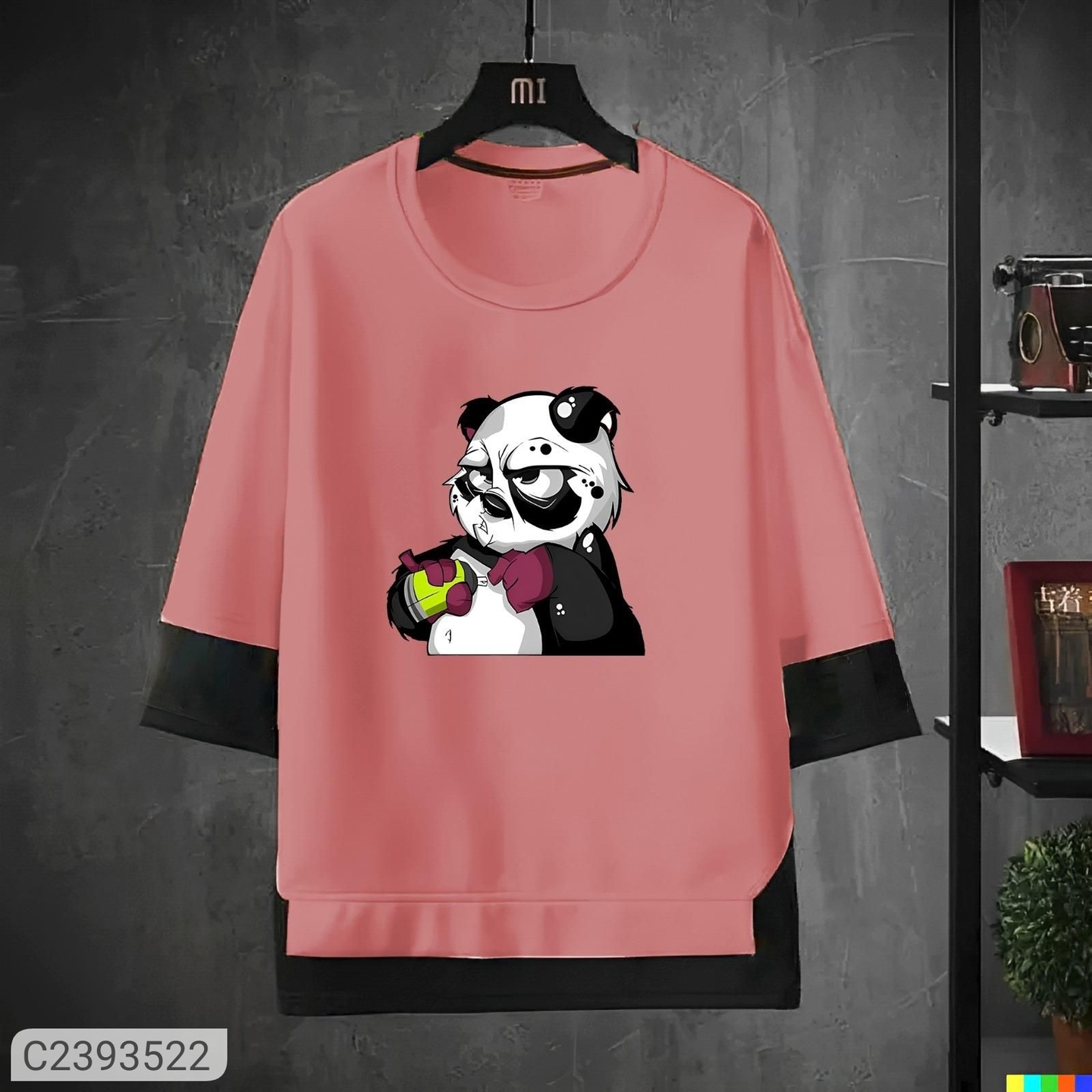 Men Printed Round Neck Pink T-Shirt 2393522