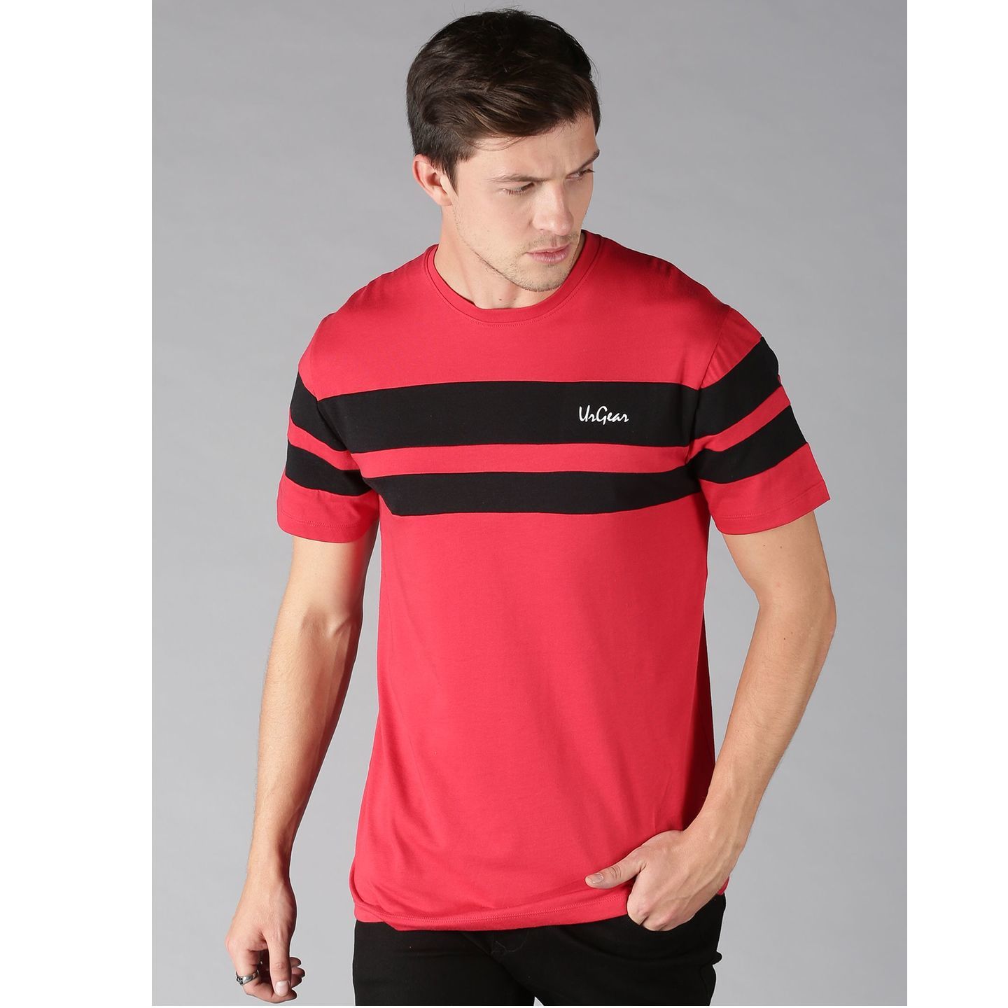 UrGear Cotton Color Block Half Sleeves Mens Round Neck T-Shirt (Code: C1917749)