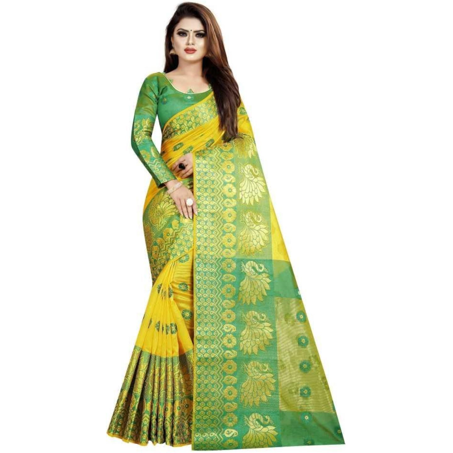 Delicate Banarasi Cotton Silk Saree With Zari Woven Work (Code: C1558119)